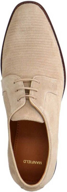 Manfield suède veterschoenen beige