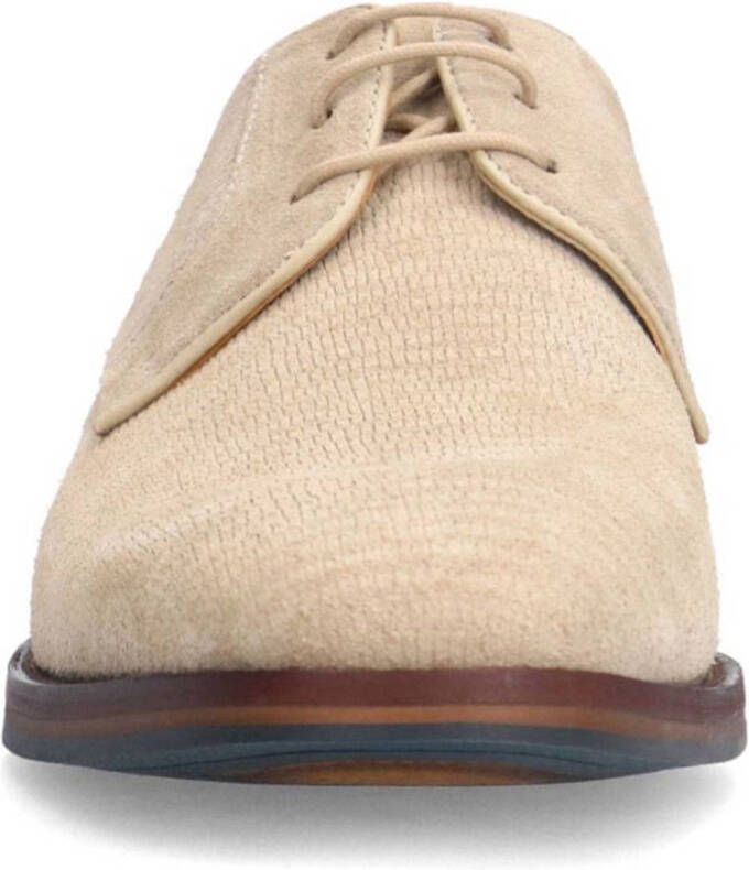 Manfield suède veterschoenen beige