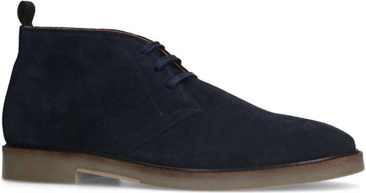 Manfield suède veterschoenen blauw