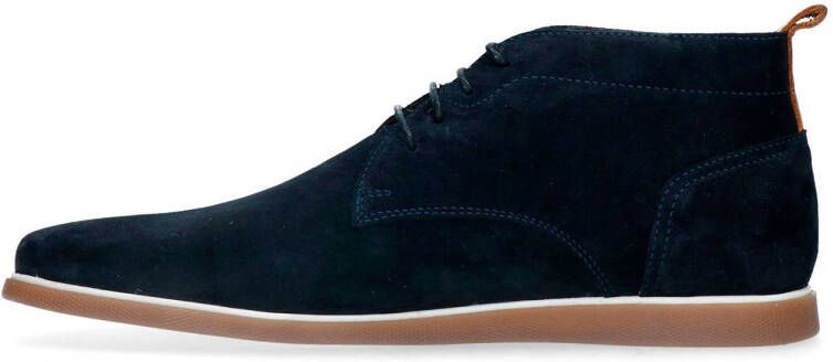 Manfield suède veterschoenen donkerblauw