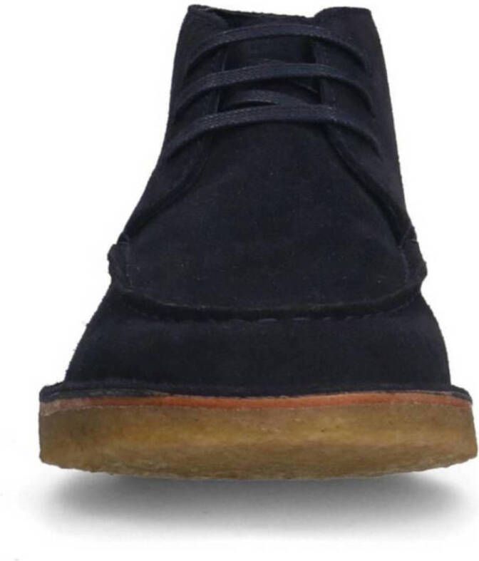 Manfield suède veterschoenen donkerblauw