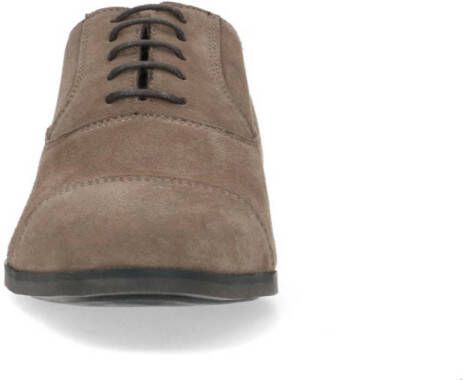 Manfield suède veterschoenen taupe