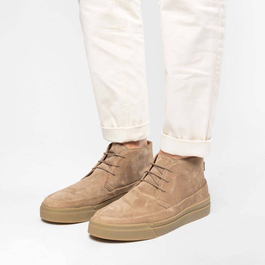 Manfield suède veterschoenen taupe