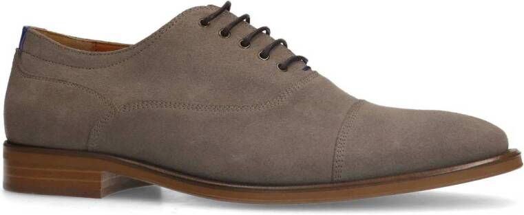 Manfield suède veterschoenen taupe