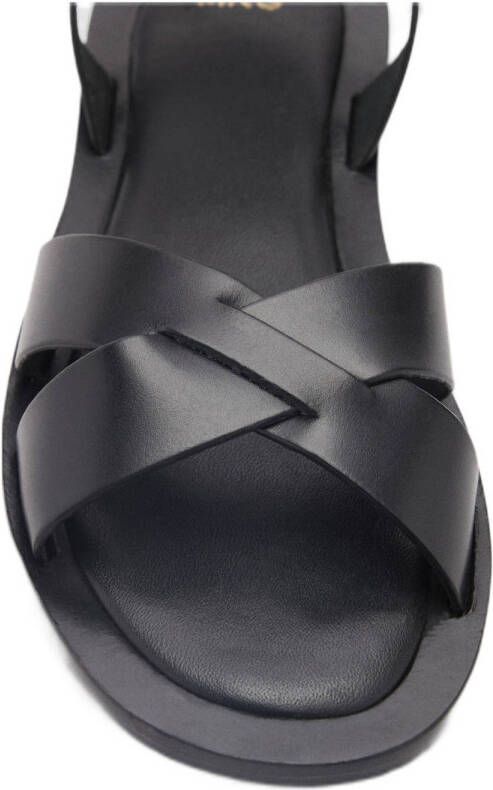 Mango leren sandalen zwart