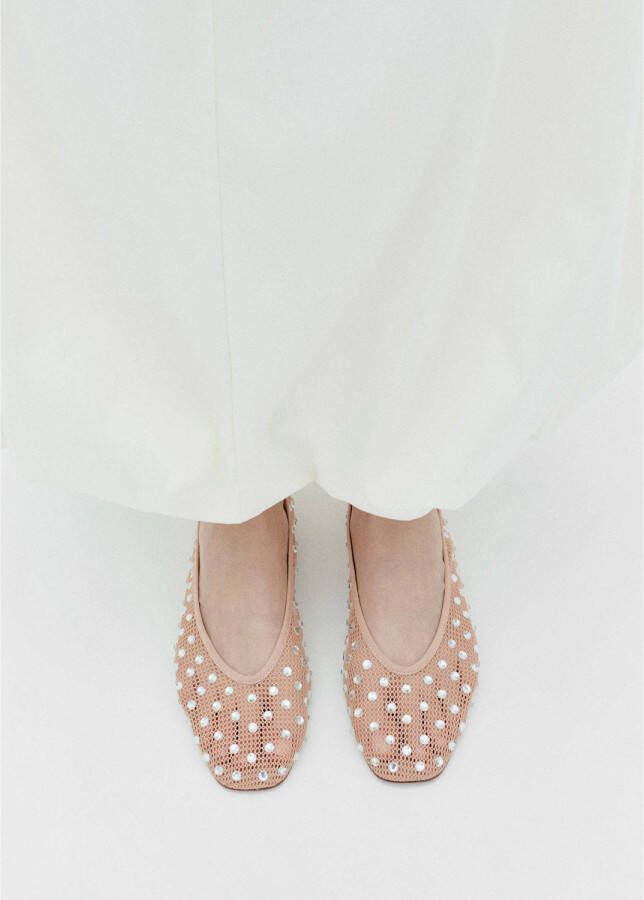 Mango ballerina's met strass pastelroze