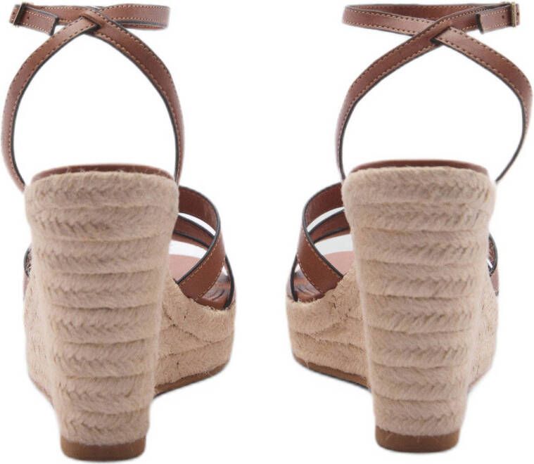 Mango espadrilles met sleehak cognac