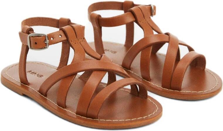 Mango Kids leren sandalen cognac