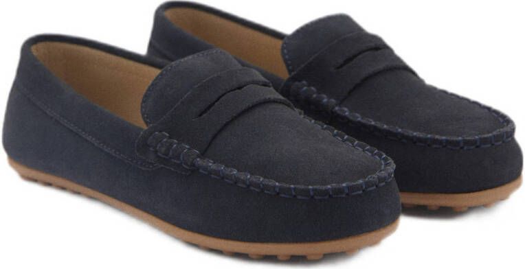 Mango Kids suède mocassins donkerblauw