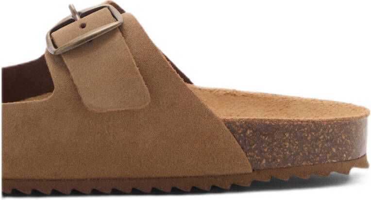 Mango Kids suède slippers bruin