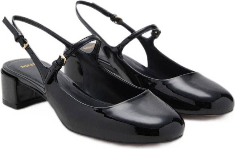 Mango lak slingback pumps zwart