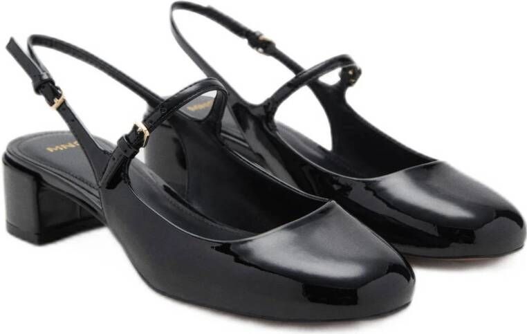 Mango lak slingback pumps zwart