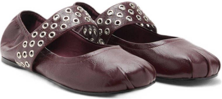 Mango lakleren ballerina's bordeaux