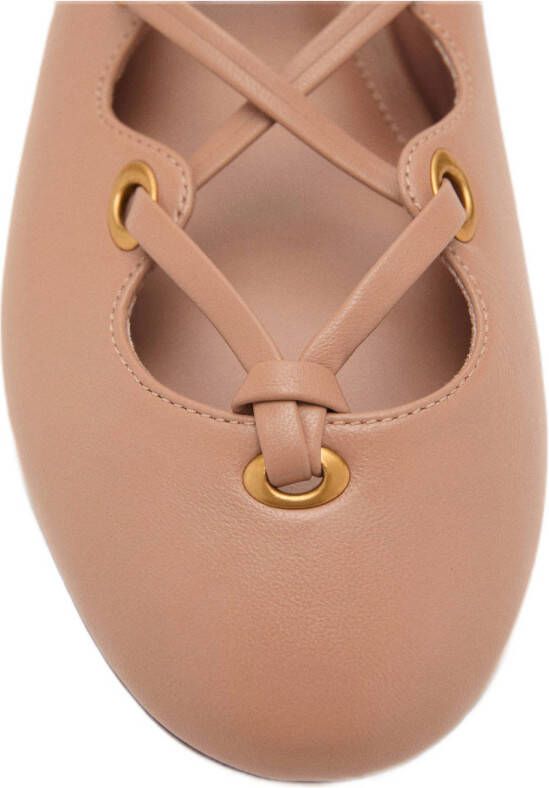 Mango leren ballerina's oudroze