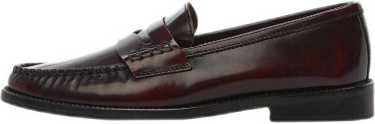 Mango leren loafers donkerrood