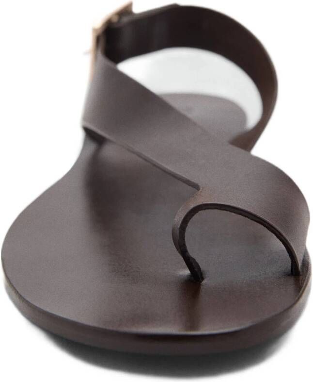 Mango leren sandalen donkerbruin
