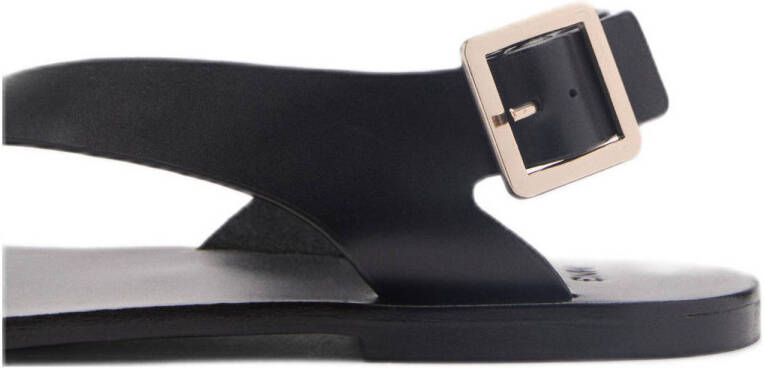 Mango leren sandalen zwart
