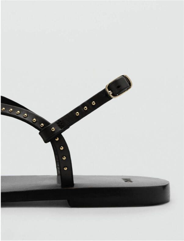 Mango leren sandalen zwart