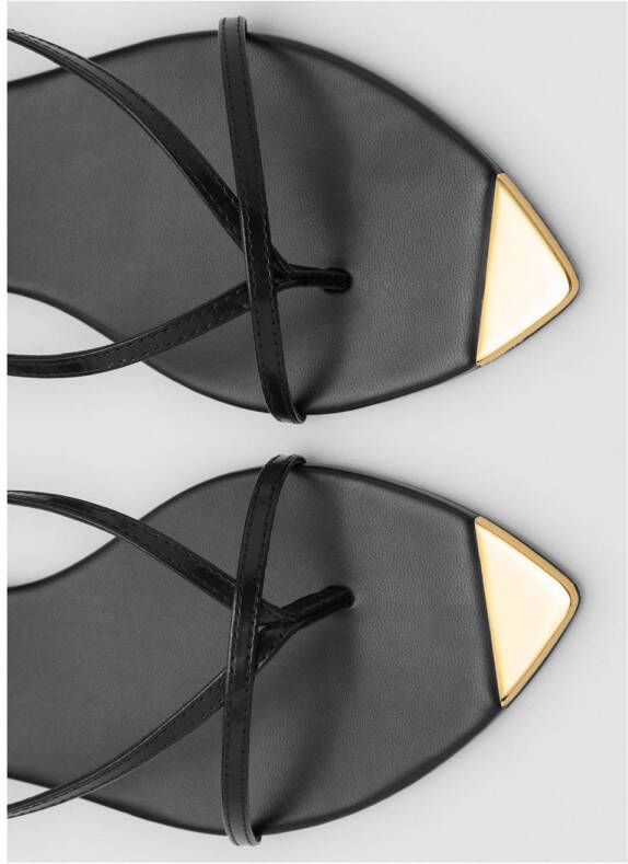 Mango leren sandalen zwart