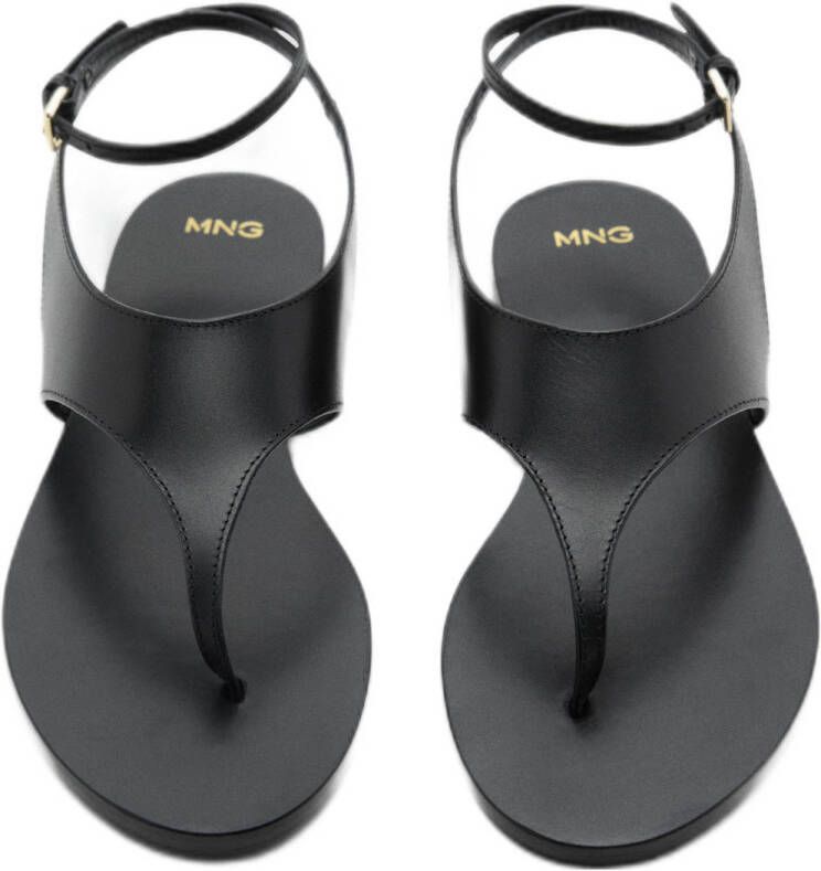 Mango leren sandalen zwart