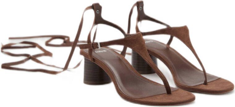 Mango leren sandalettes bruin
