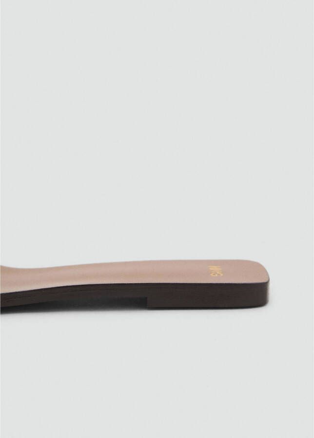 Mango leren slippers cognac