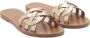Mango leren slippers goud - Thumbnail 3