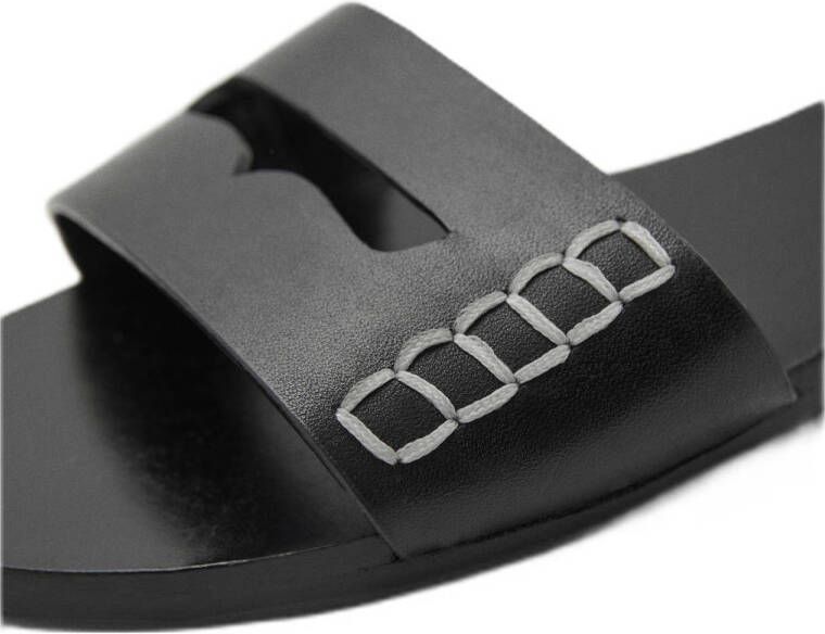 Mango leren slippers zwart