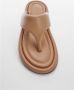 Mango Beige Leren Teenslippers Platte Stijl - Thumbnail 3