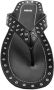 Mango leren teenslippers zwart - Thumbnail 3
