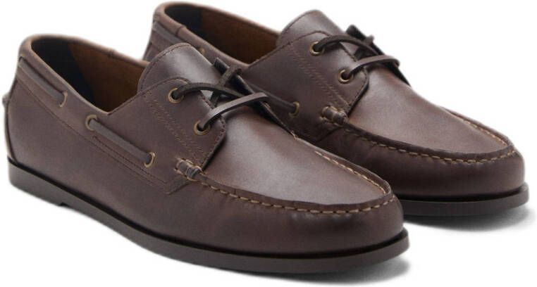 Mango Man leren bootschoenen bruin
