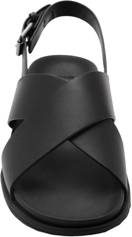 Mango Man leren sandalen zwart