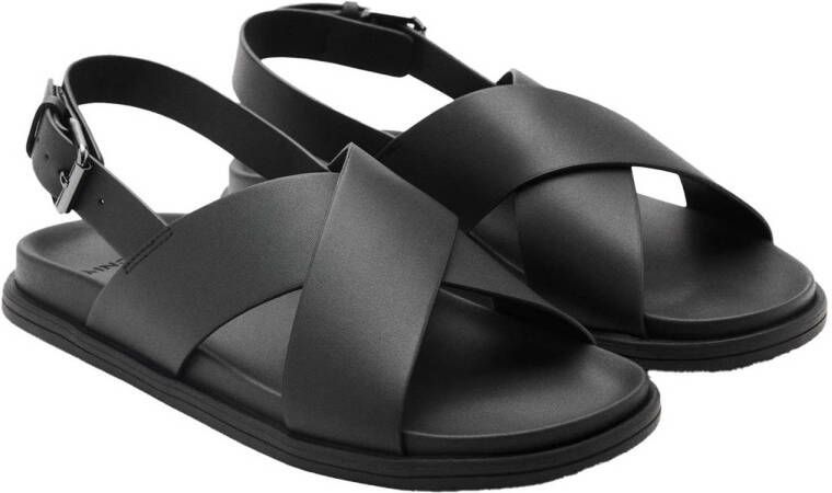 Mango Man leren sandalen zwart