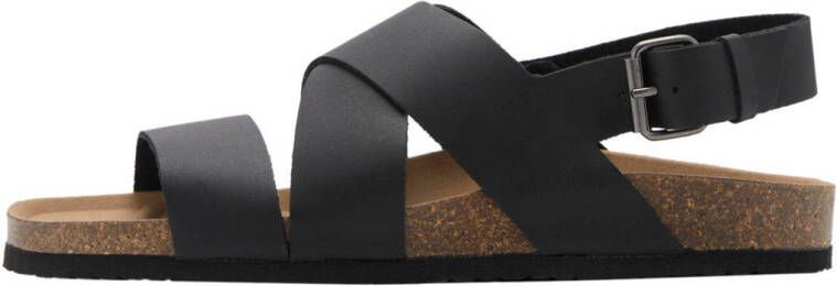 Mango Man leren sandalen zwart
