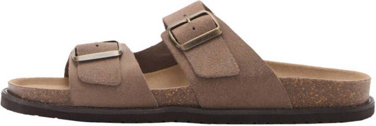 Mango Man leren slippers bruin