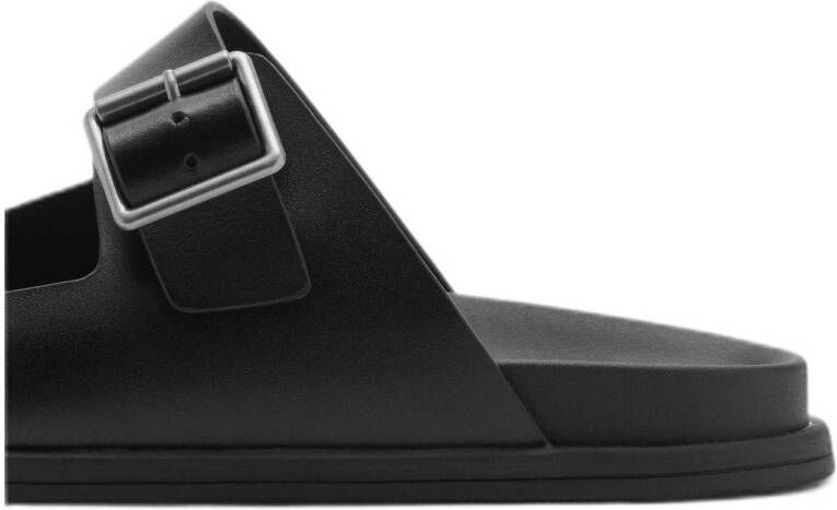 Mango Man leren slippers zwart