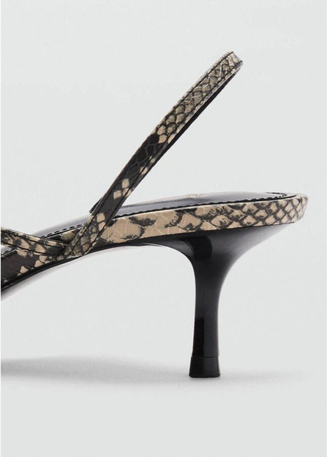 Mango sandalettes met slangenprint zwart