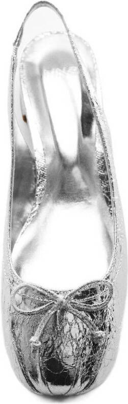 Mango slingback ballerina's zilver metallic
