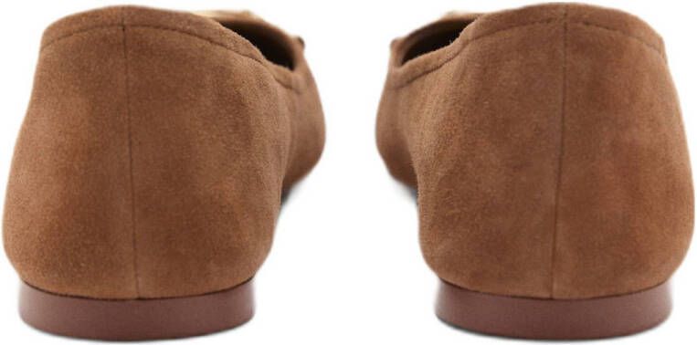 Mango suède ballerina's cognac