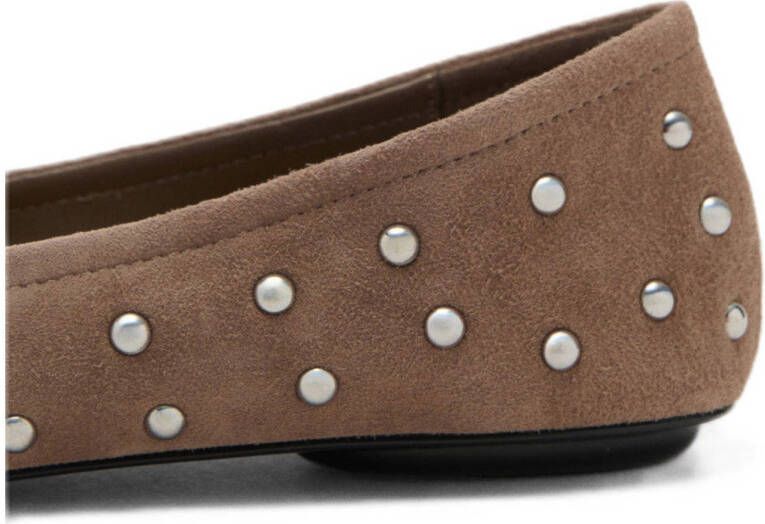 Mango suède ballerina's lichtbruin