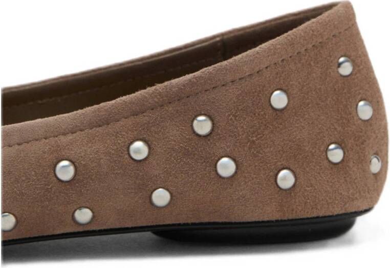 Mango suède ballerina's lichtbruin