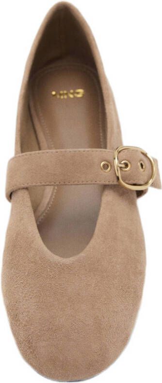 Mango suède ballerina's lichtbruin