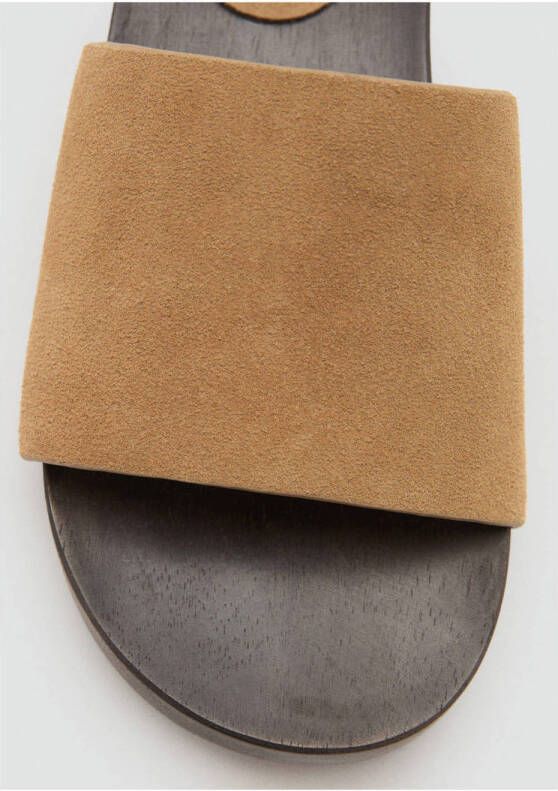 Mango suède muiltjes beige