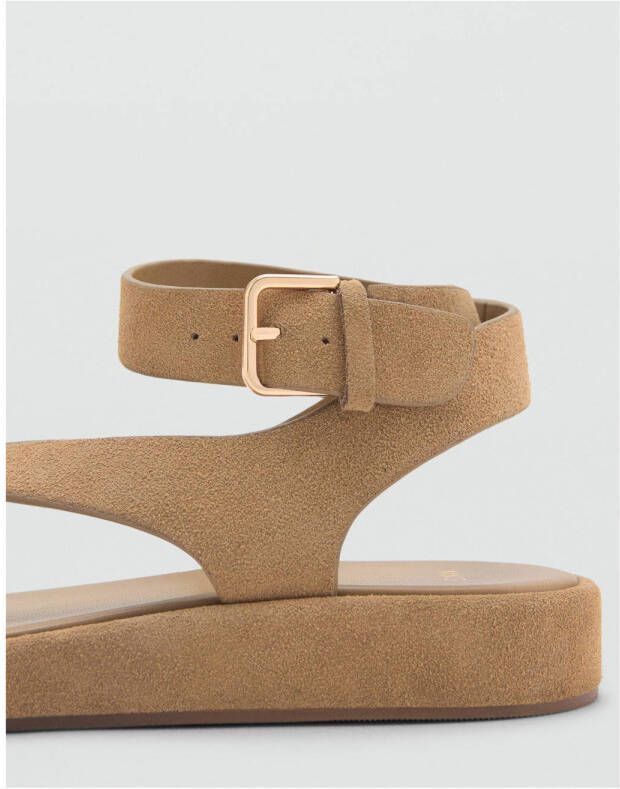 Mango suède sandalen beige
