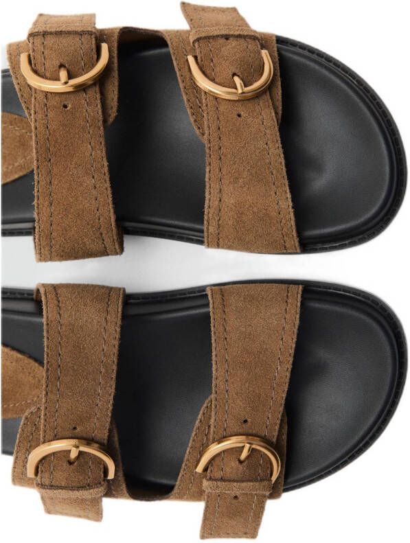 Mango suède slippers bruin