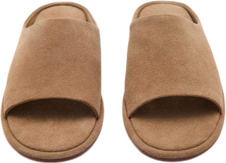 Mango suède slippers camel