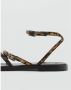 MANGO TEEN leren sandalen met panterprint zwart beige - Thumbnail 2