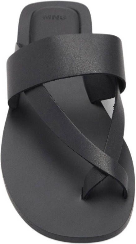 MANGO TEEN leren steenslippers zwart