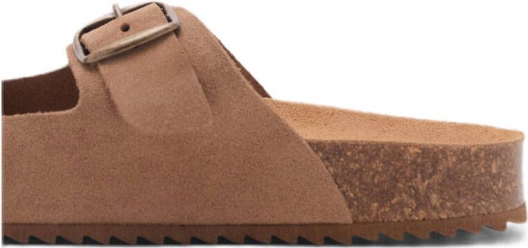 MANGO TEEN suède slippers camel