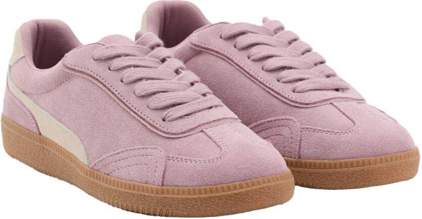 MANGO TEEN suède sneakers lichtroze